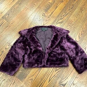 Purple Faux Fur Mini Coat🖤 Cropped Coat